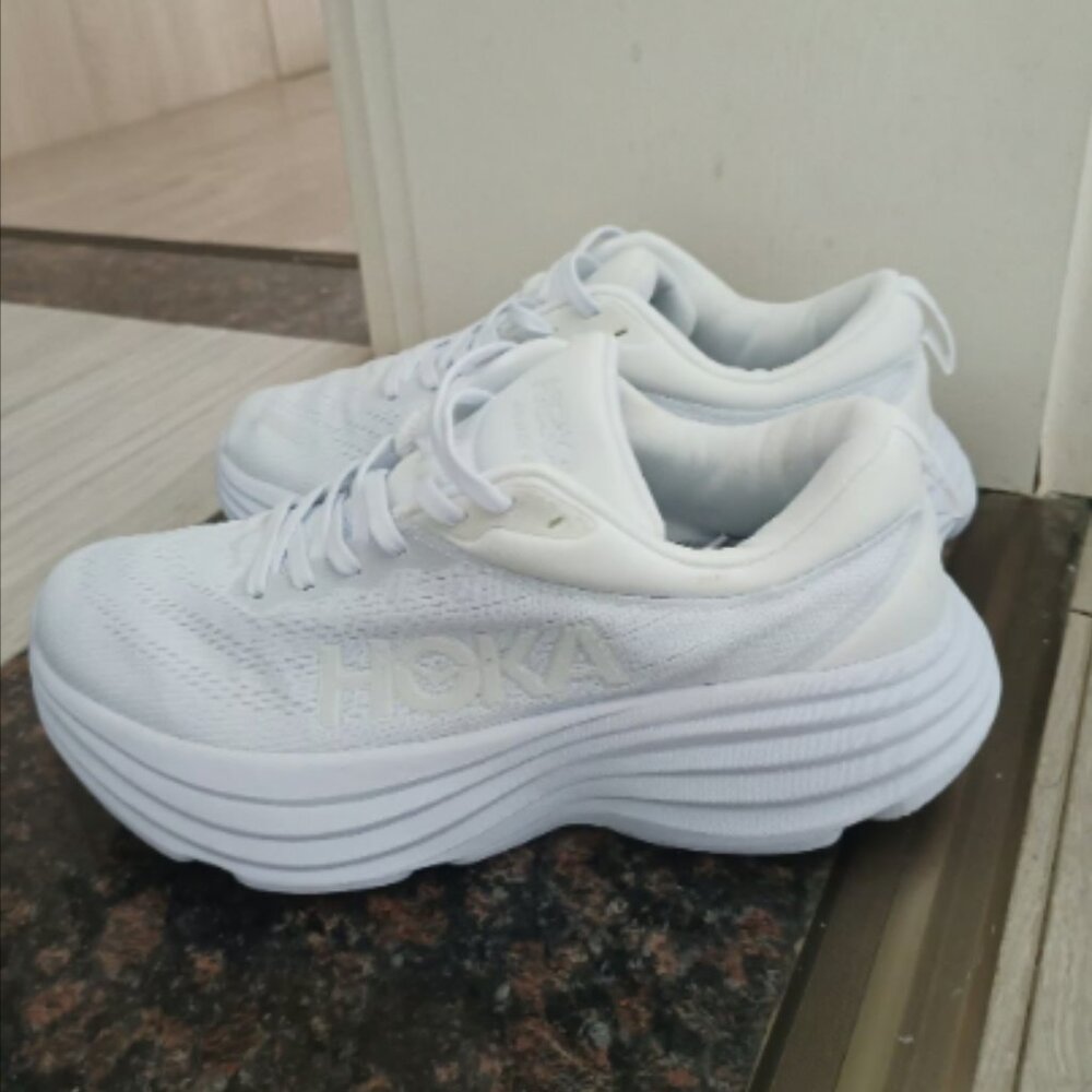 white hoka bondi 8. WHITE